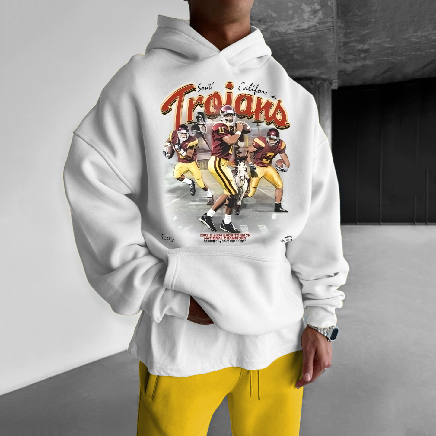 Men's Retro Casual Rugby Letter Print Hoodie