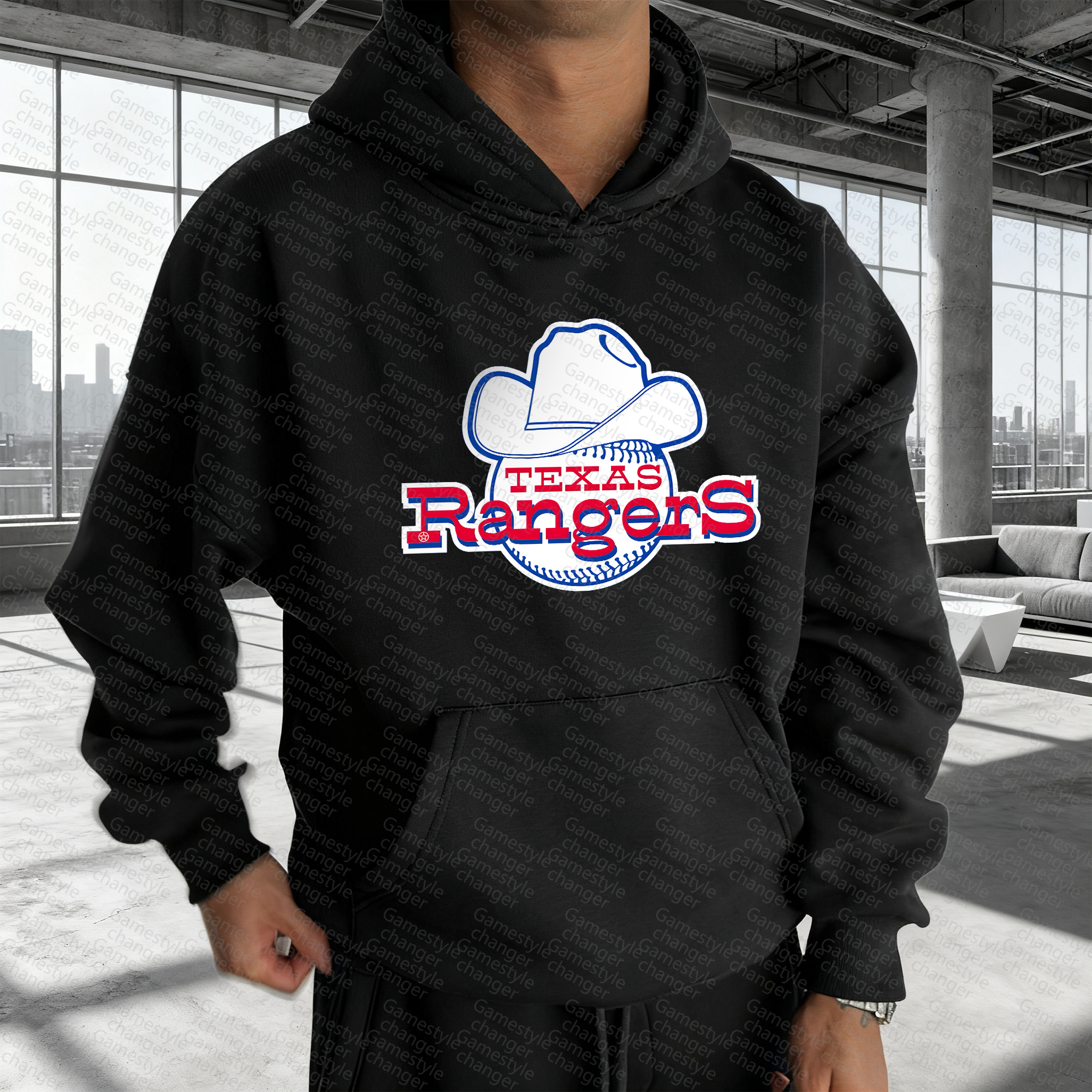 Unisex "Texas Rangers" Graphic Streetwear Vintage Plush Hoodie
