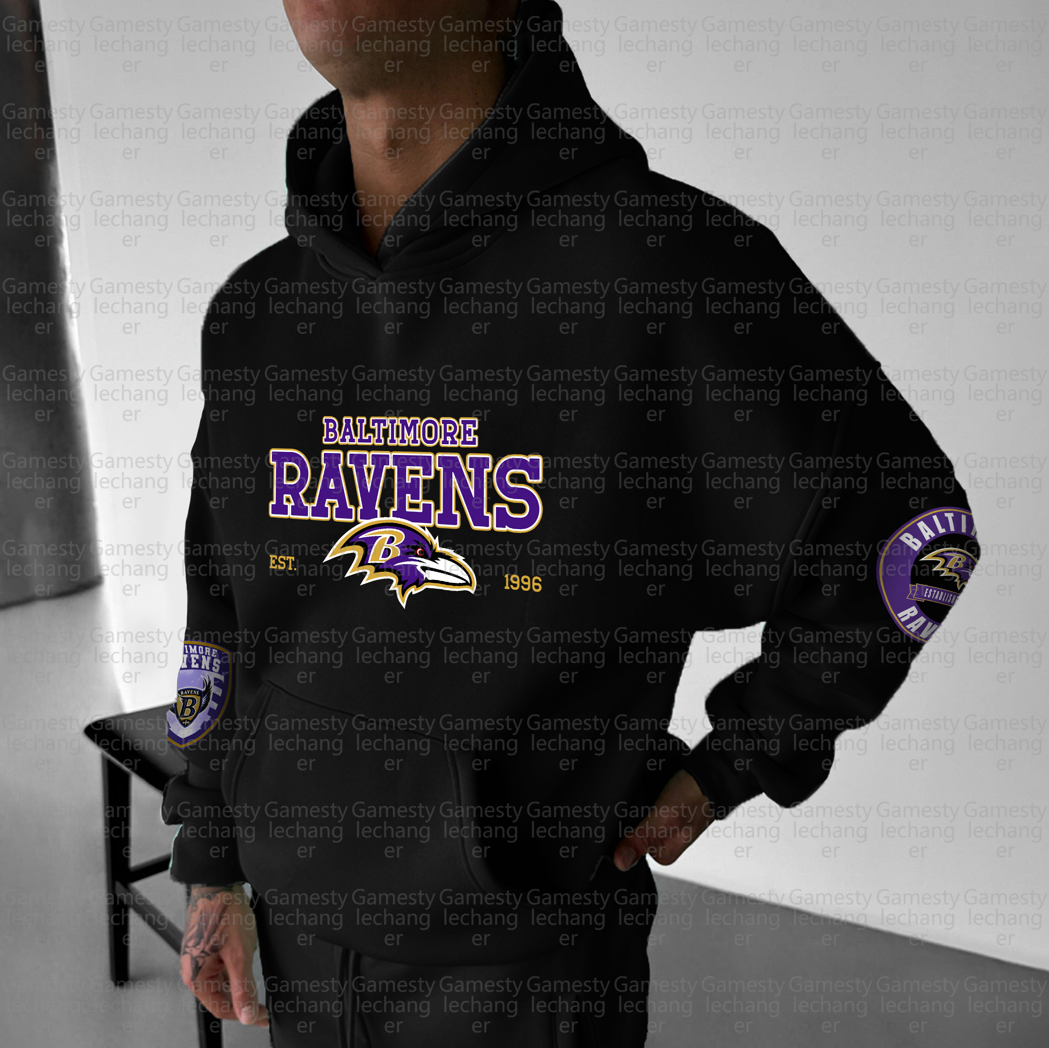 Unisex "Baltimore Ravens" Graphic Streetwear Vintage Plush Hoodie