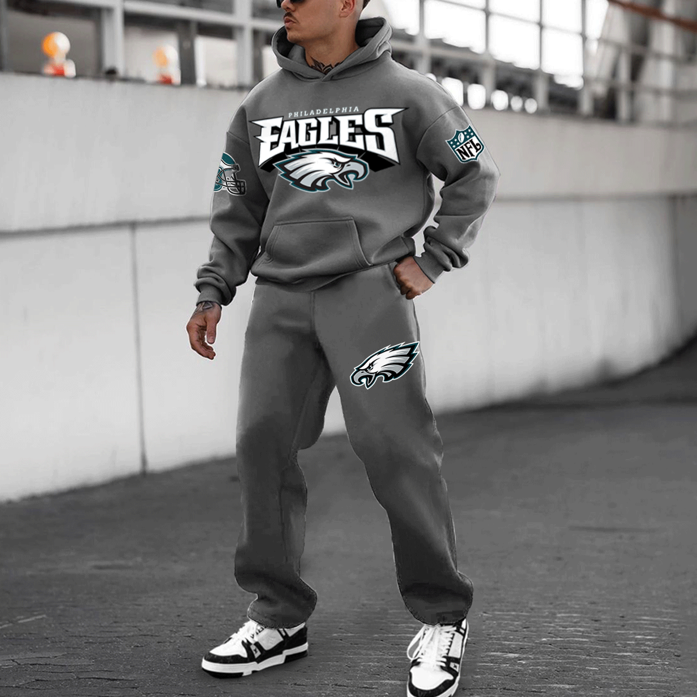 Unnisex American Football Team Casual Print Hoodie Set