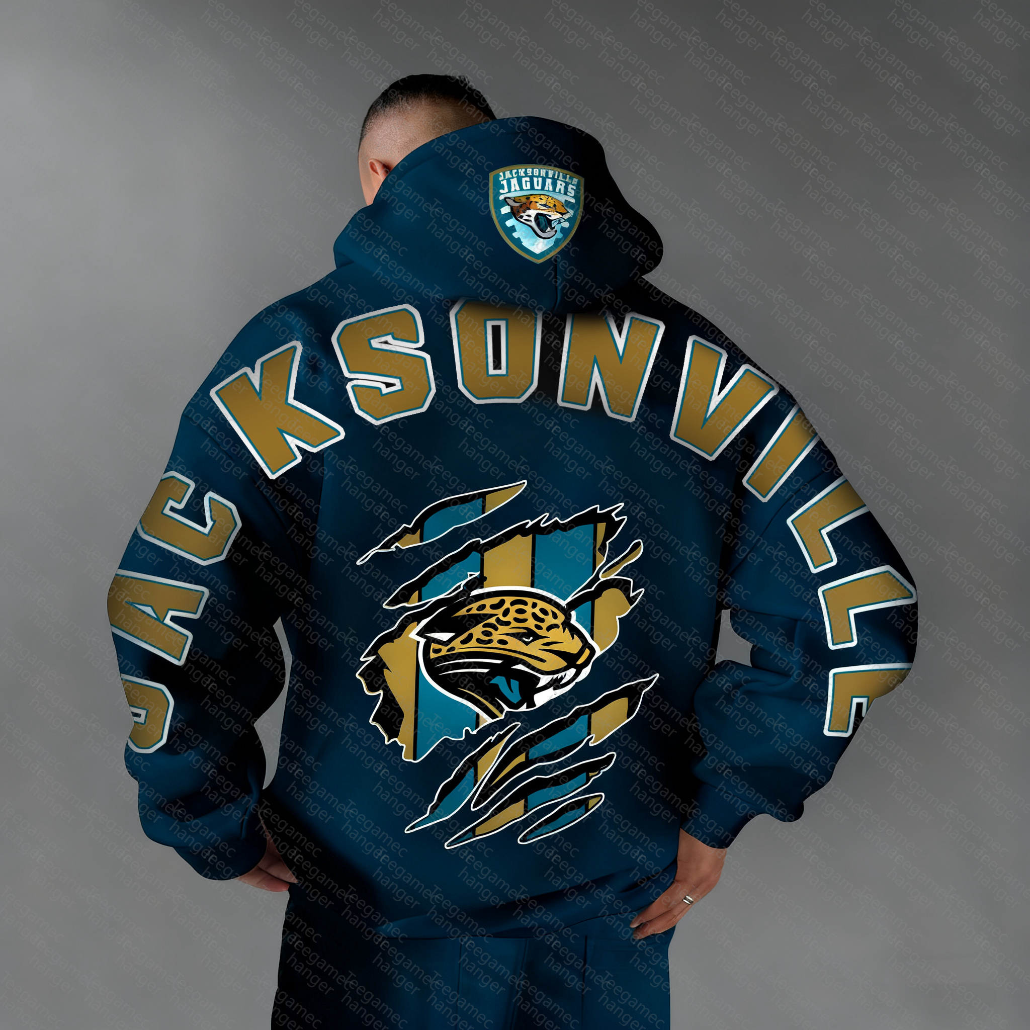 Unisex "Jacksonville Jaguars" Graphic Streetwear Vintage Plush Hoodie