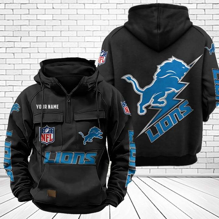 Detroit Lions Unisex Rugby Team Graphic Streetwear Vintage Plush Hoodie