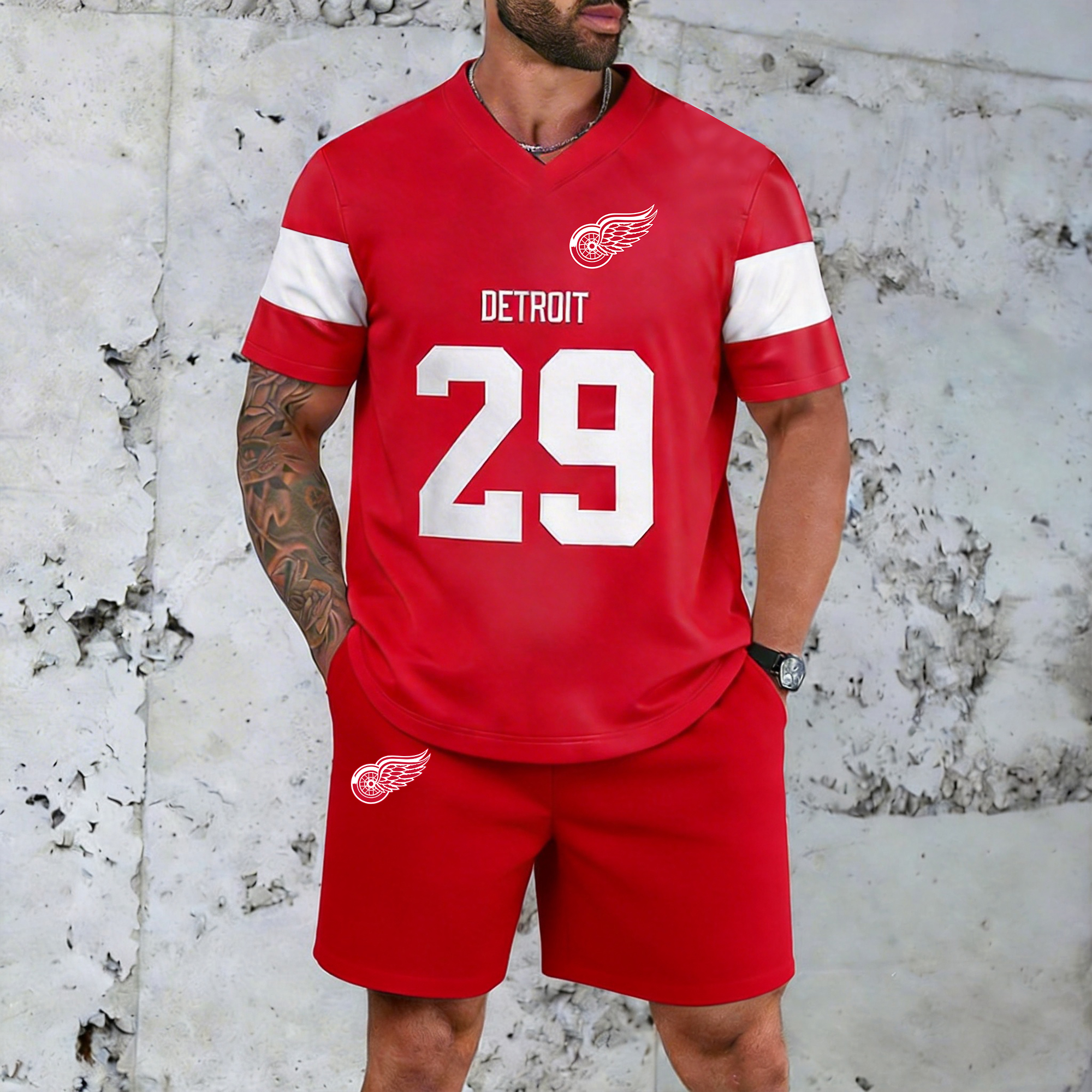 “Detroit red wings” T-shirt& Shorts 2 Pieces Set