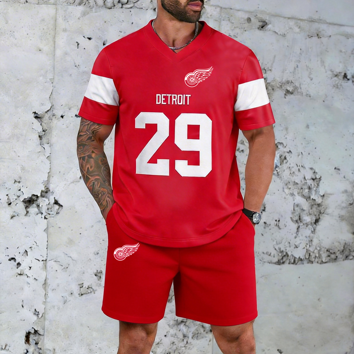 “Detroit red wings” T-shirt& Shorts 2 Pieces Set