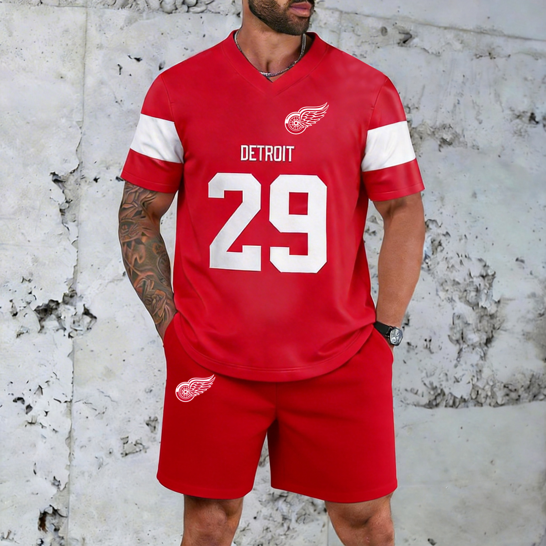 “Detroit red wings” T-shirt& Shorts 2 Pieces Set