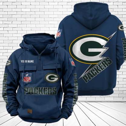 Green Bay Packers Unisex Rugby Team Graphic Streetwear Vintage Plush Hoodie