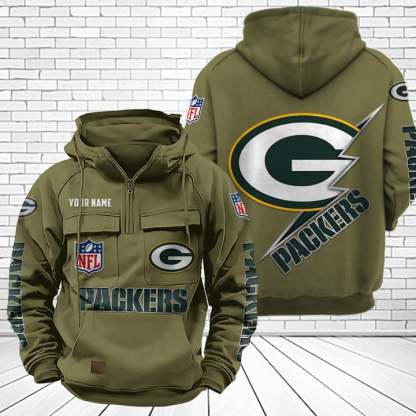 Green Bay Packers Unisex Rugby Team Graphic Streetwear Vintage Plush Hoodie