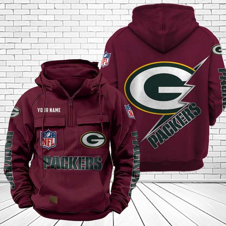 Green Bay Packers Unisex Rugby Team Graphic Streetwear Vintage Plush Hoodie