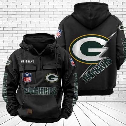 Green Bay Packers Unisex Rugby Team Graphic Streetwear Vintage Plush Hoodie
