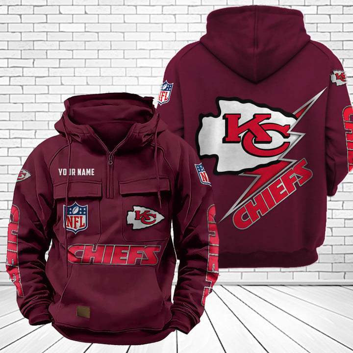 Kansas City Chiefs Unisex Rugby Team Graphic Streetwear Vintage Plush Hoodie