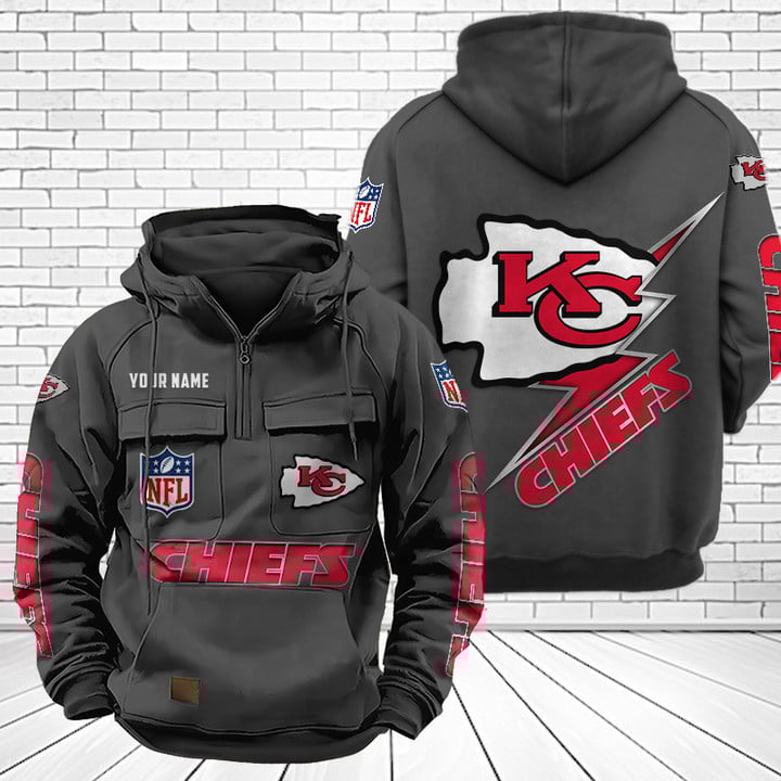 Kansas City Chiefs Unisex Rugby Team Graphic Streetwear Vintage Plush Hoodie