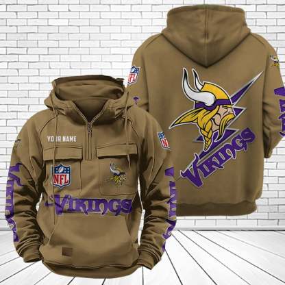 Minnesota Vikings Unisex Rugby Team Graphic Streetwear Vintage Plush Hoodie