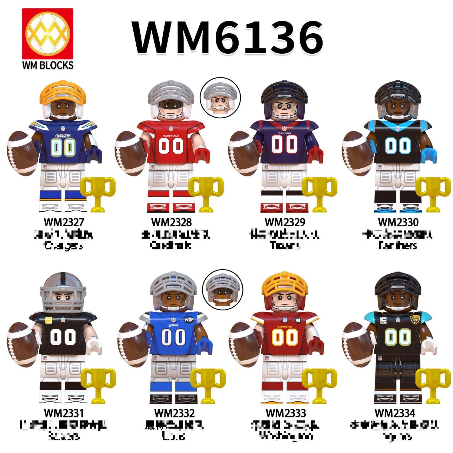 Foreign Trade Goods Wm6133-6136 Football Series Philadelphia Eagles Miniature Assembled Toys Building Block Bags