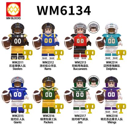 Foreign Trade Goods Wm6133-6136 Football Series Philadelphia Eagles Miniature Assembled Toys Building Block Bags
