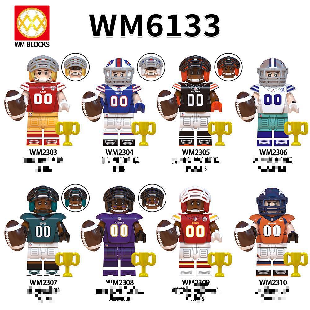 Foreign Trade Goods Wm6133-6136 Football Series Philadelphia Eagles Miniature Assembled Toys Building Block Bags