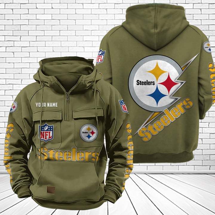 Pittsburgh Steelers Unisex Rugby Team Graphic Streetwear Vintage Plush Hoodie