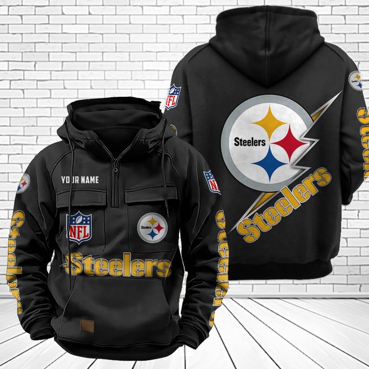 Pittsburgh Steelers Unisex Rugby Team Graphic Streetwear Vintage Plush Hoodie