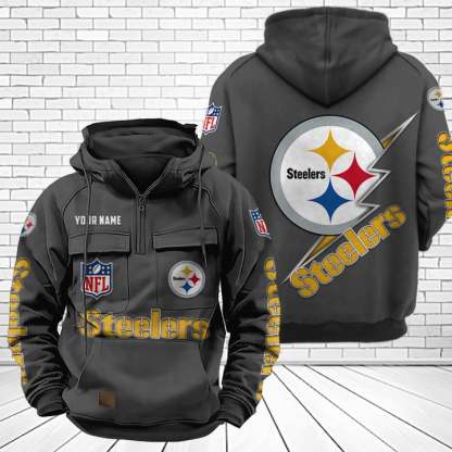 Pittsburgh Steelers Unisex Rugby Team Graphic Streetwear Vintage Plush Hoodie