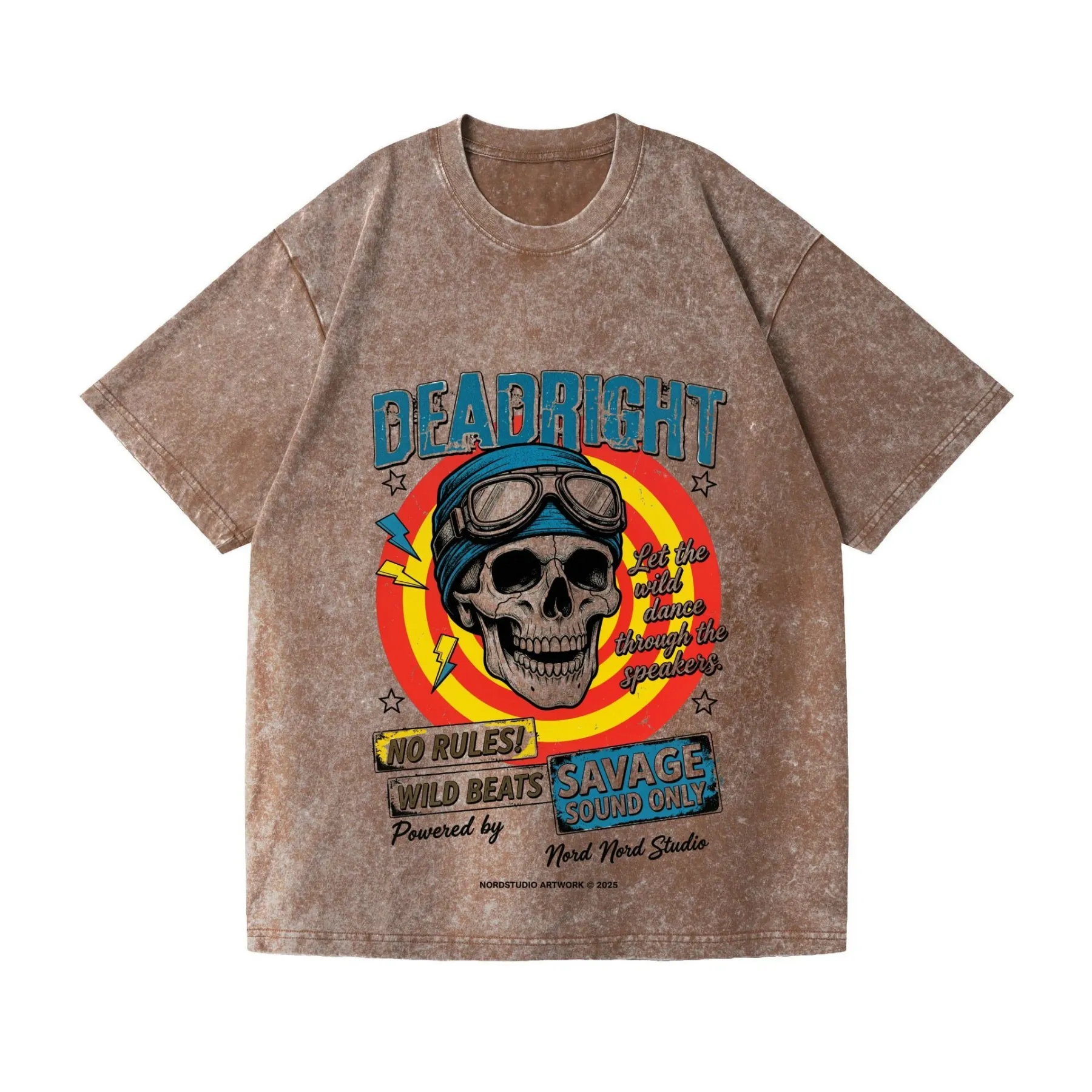 2026 hip-hop trendy pure cotton short-sleeved men's fashion brand versatile casual round neck skeleton print T-shirt fashionable youth