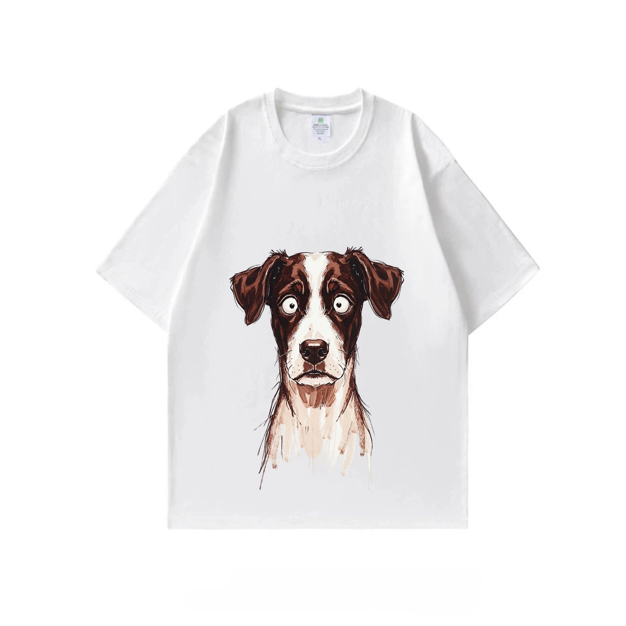 2026 summer new pure cotton short-sleeved T-shirt cute pet dog printed white T-shirt