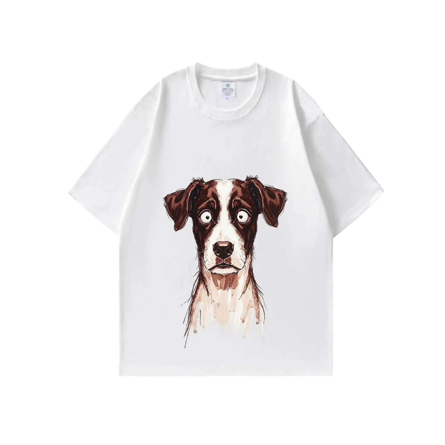 2026 summer new pure cotton short-sleeved T-shirt cute pet dog printed white T-shirt