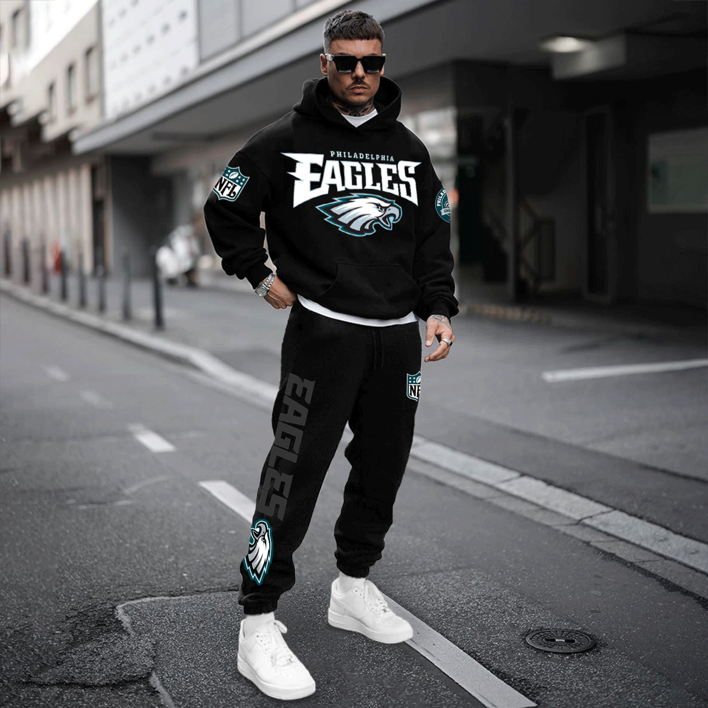 Unnisex American Football Team Print Casual Hoodie Set