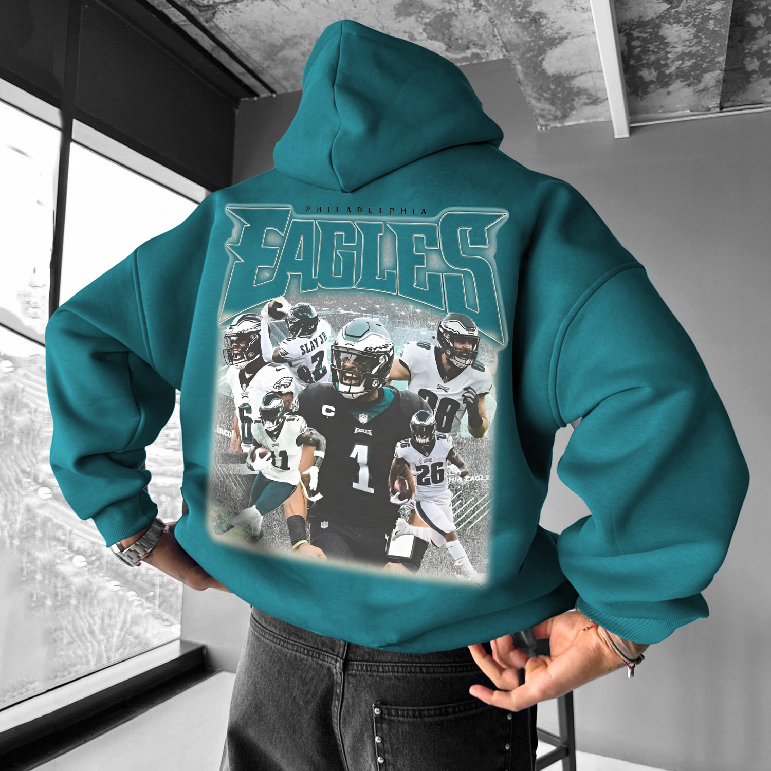 Men's Vintage Rugby Letter Print Hoodie