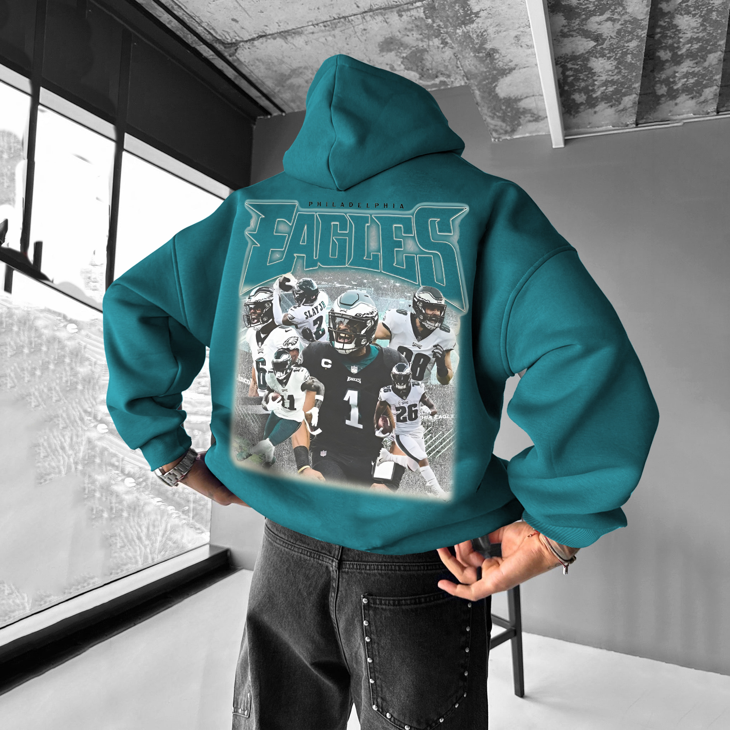 Men's Vintage Rugby Letter Print Hoodie