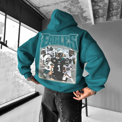 Men's Vintage Rugby Letter Print Hoodie
