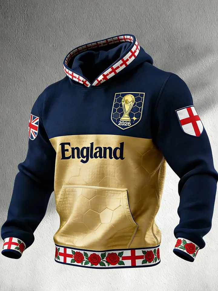 Men's UK  Football Fan Sweatshirt with Artistic Print and Paneling