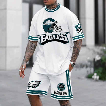 Unnisex American Football Team Print T-shirt And Shorts Set