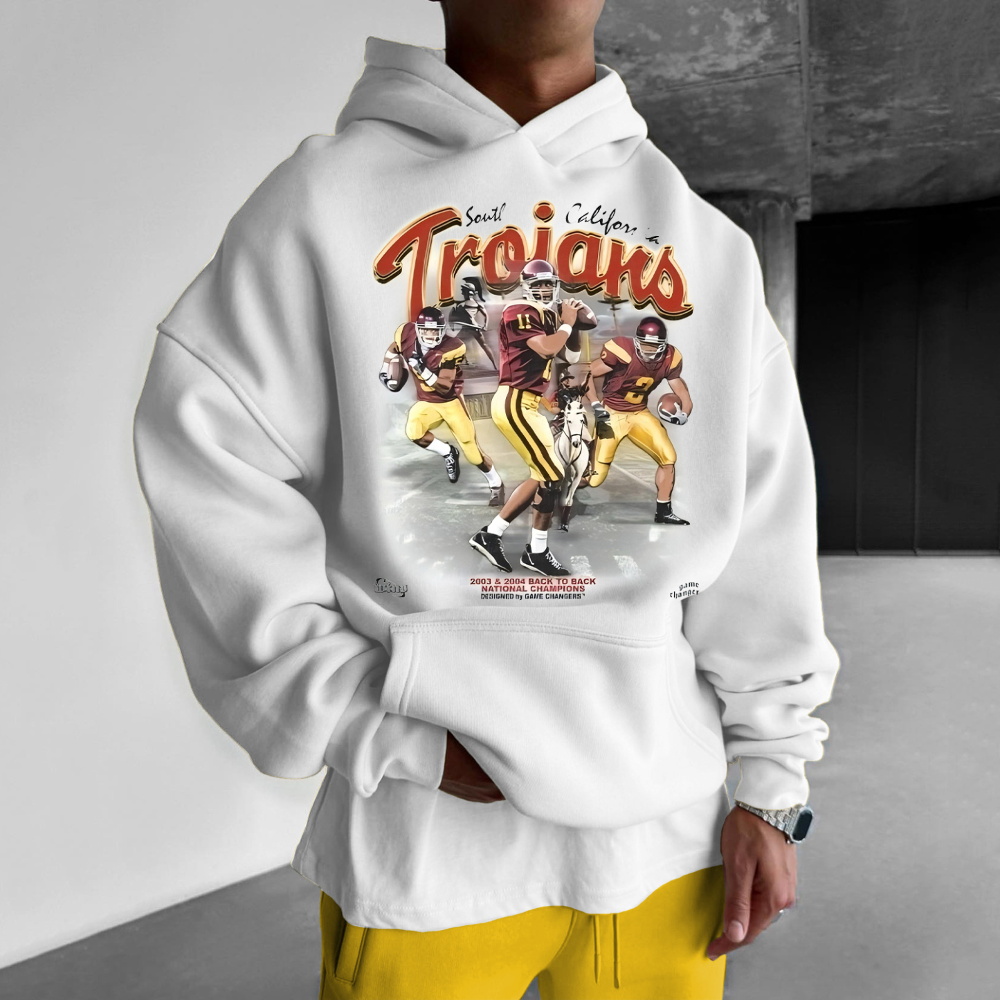Men's Retro Casual Rugby Letter Print Hoodie