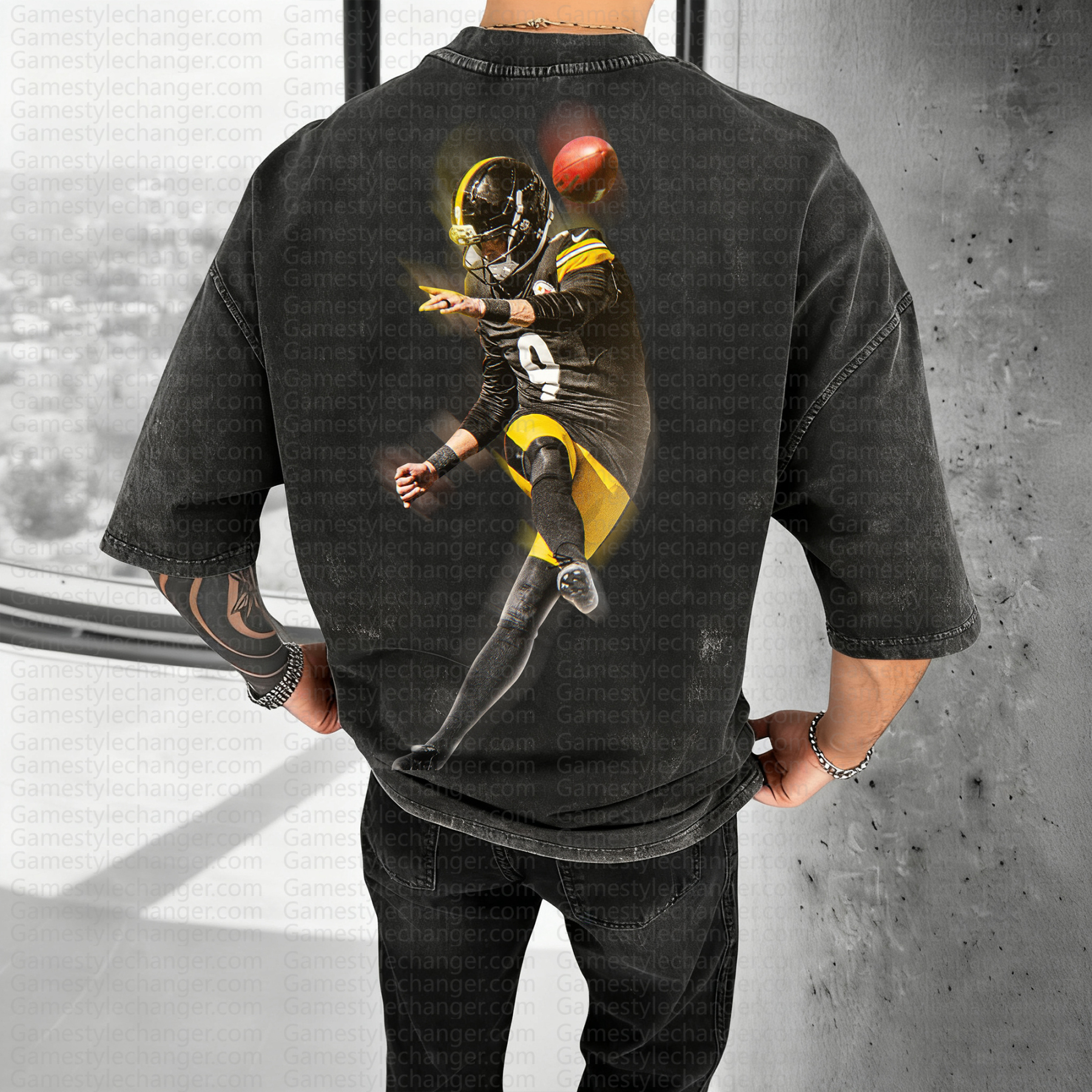 Unisex High Quality Inspired Vintage Washed 3D Direct Injection T-Shirt | NFL