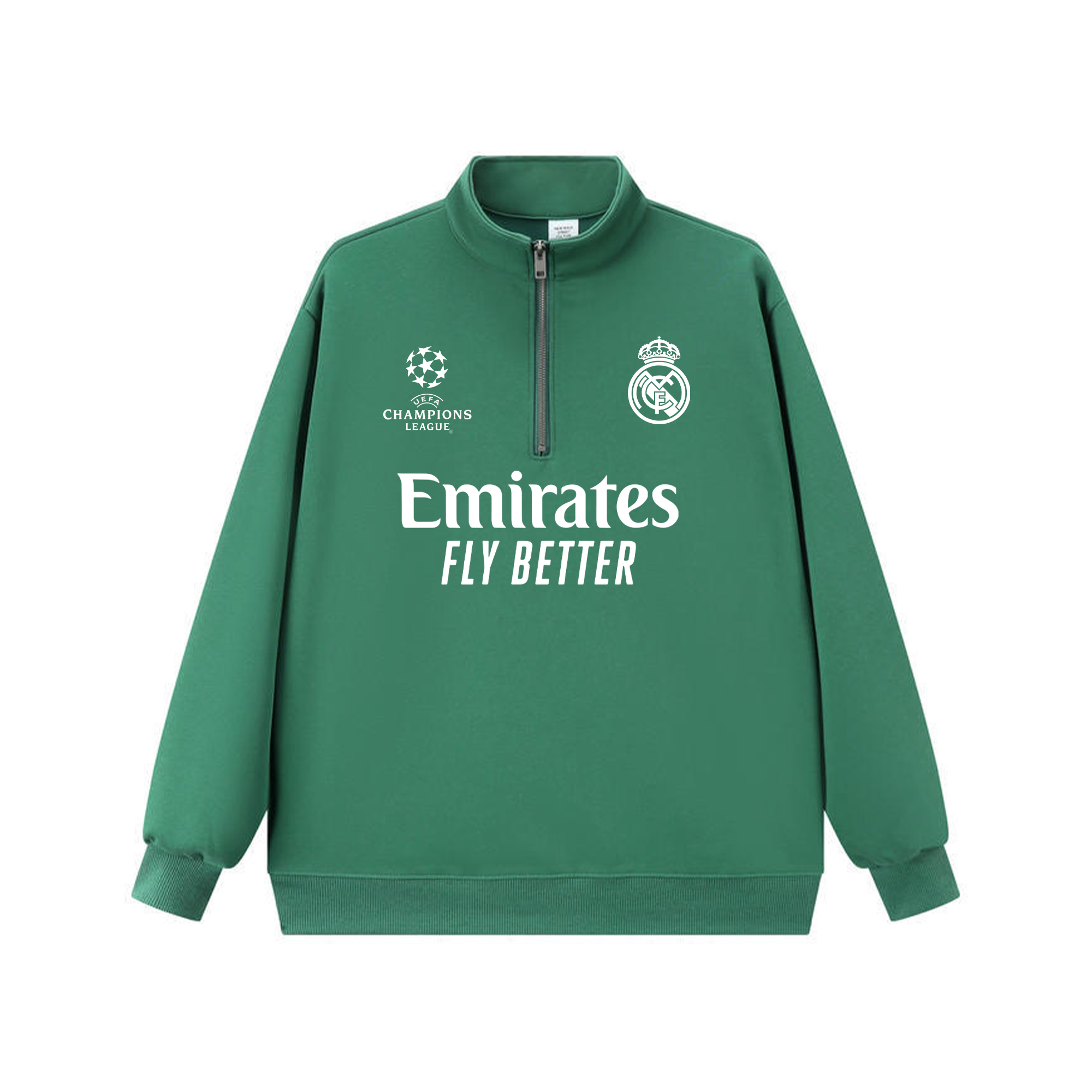 Unisex "UEFA " Graphic Streetwear Vintage Plush Zip- up Sweatshirt