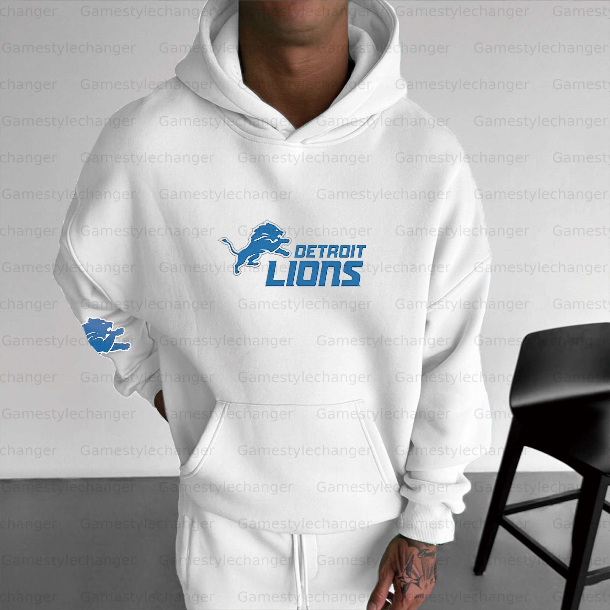 Unisex "Detroit Lions " Graphic Streetwear Vintage Plush Hoodie
