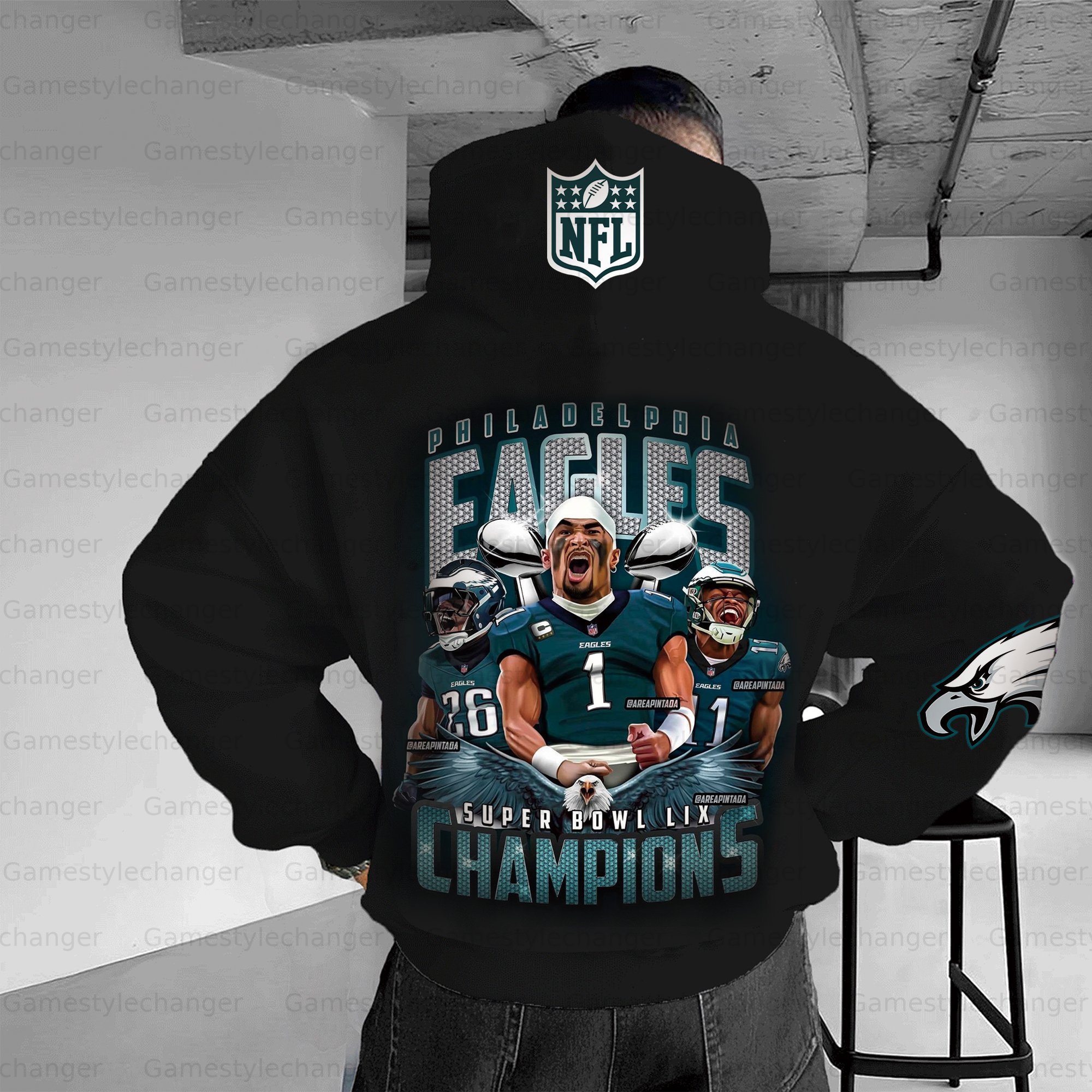 Unisex "Philadelphia Eagles" Graphic Streetwear Vintage Plush Hoodie