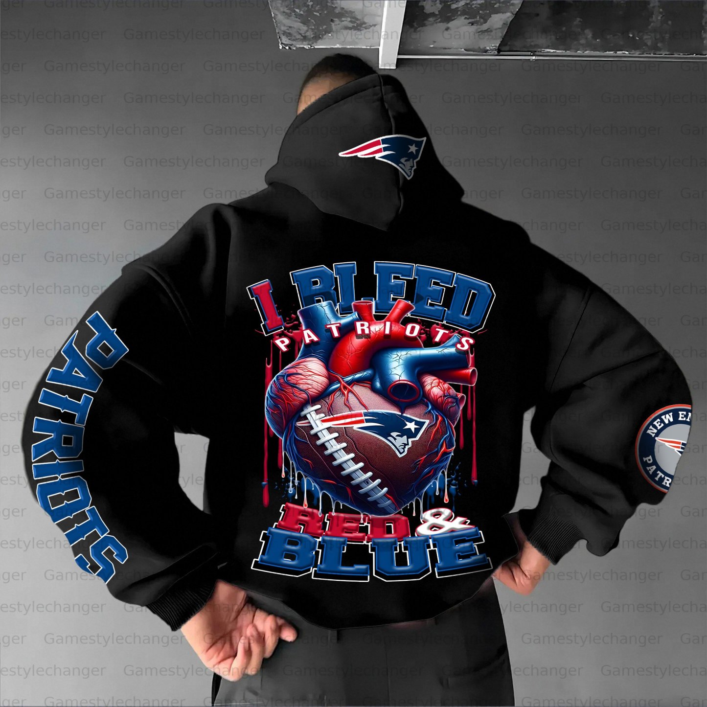 Unisex "New England Patriots" Graphic Streetwear Vintage Plush Hoodie