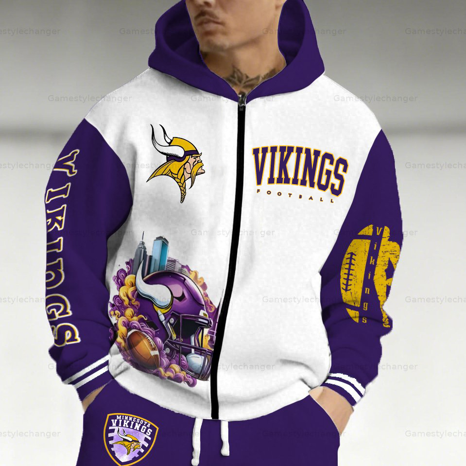 “Minnesota Vikings” Zip-up Jacket, Pants and 2-Piece Set