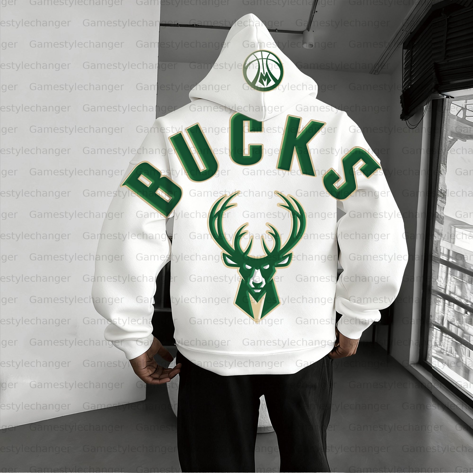 Unisex "Milwaukee Bucks" Graphic Streetwear Vintage Plush Hoodie