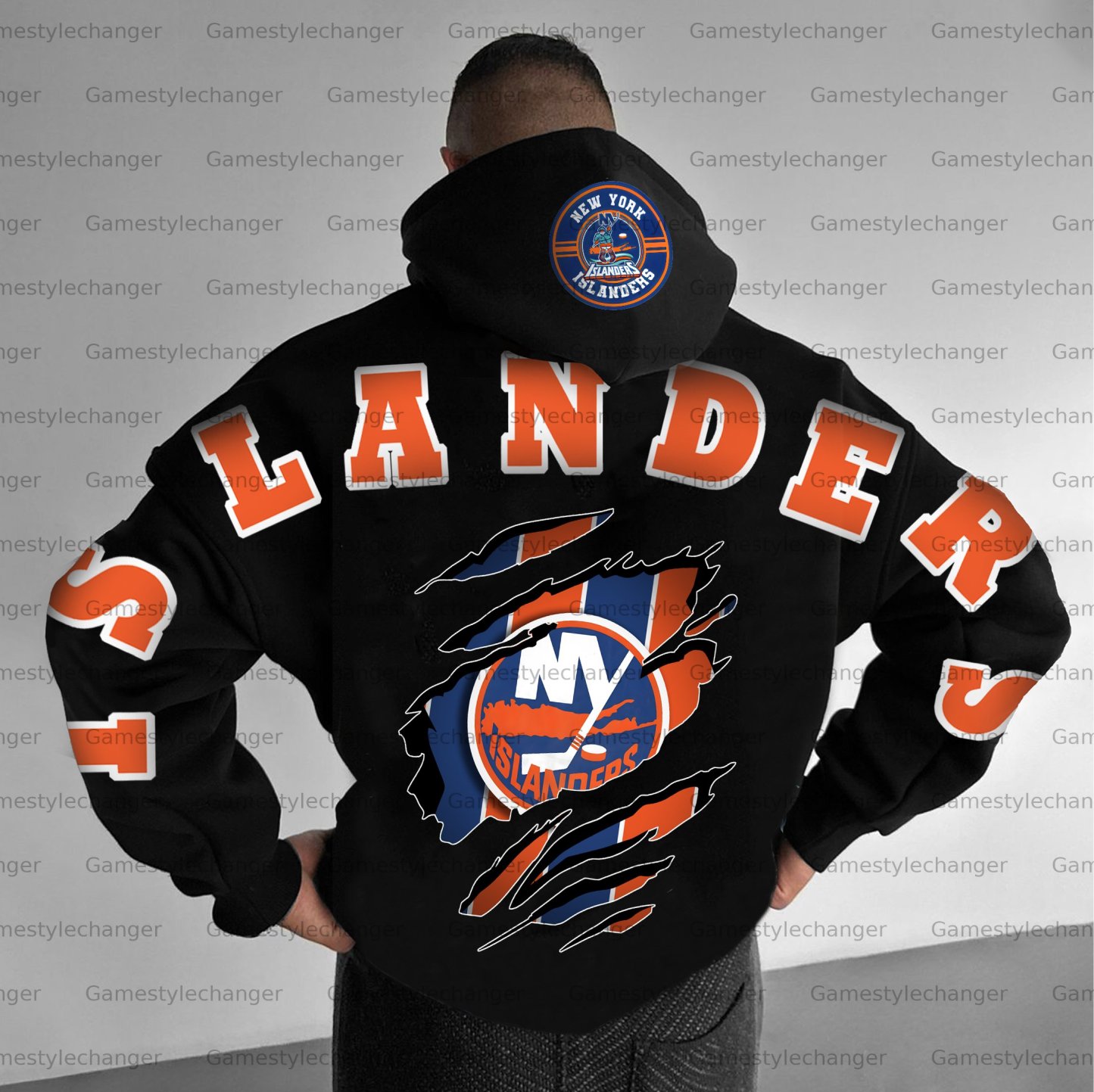 Unisex "New York Islanders" Graphic Streetwear Vintage Plush Hoodie