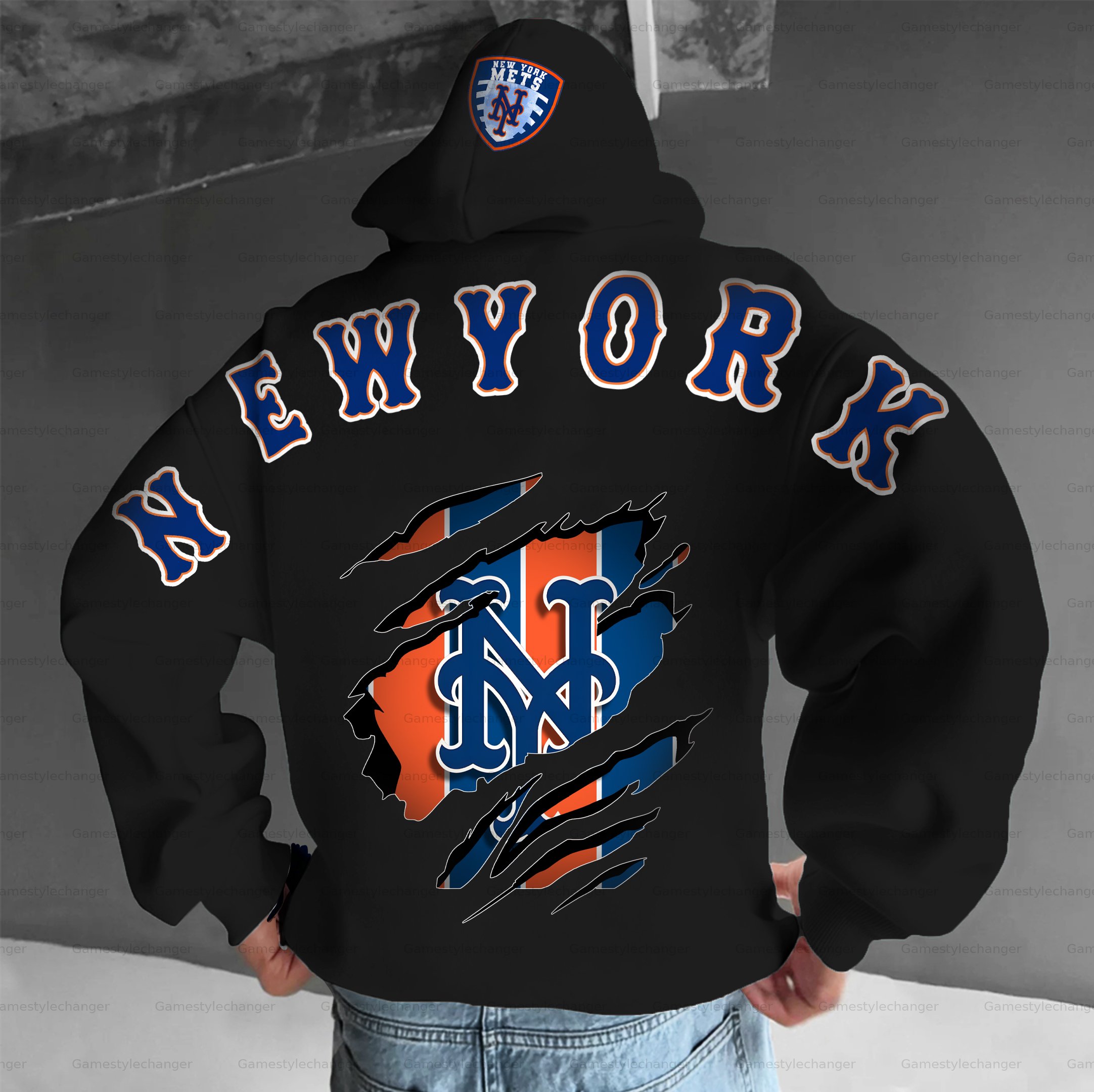 Unisex "New York Mets" Graphic Streetwear Vintage Plush Hoodie