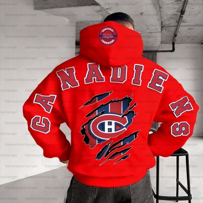 Unisex "Montreal Canadiens" Graphic Streetwear Vintage Plush Hoodie