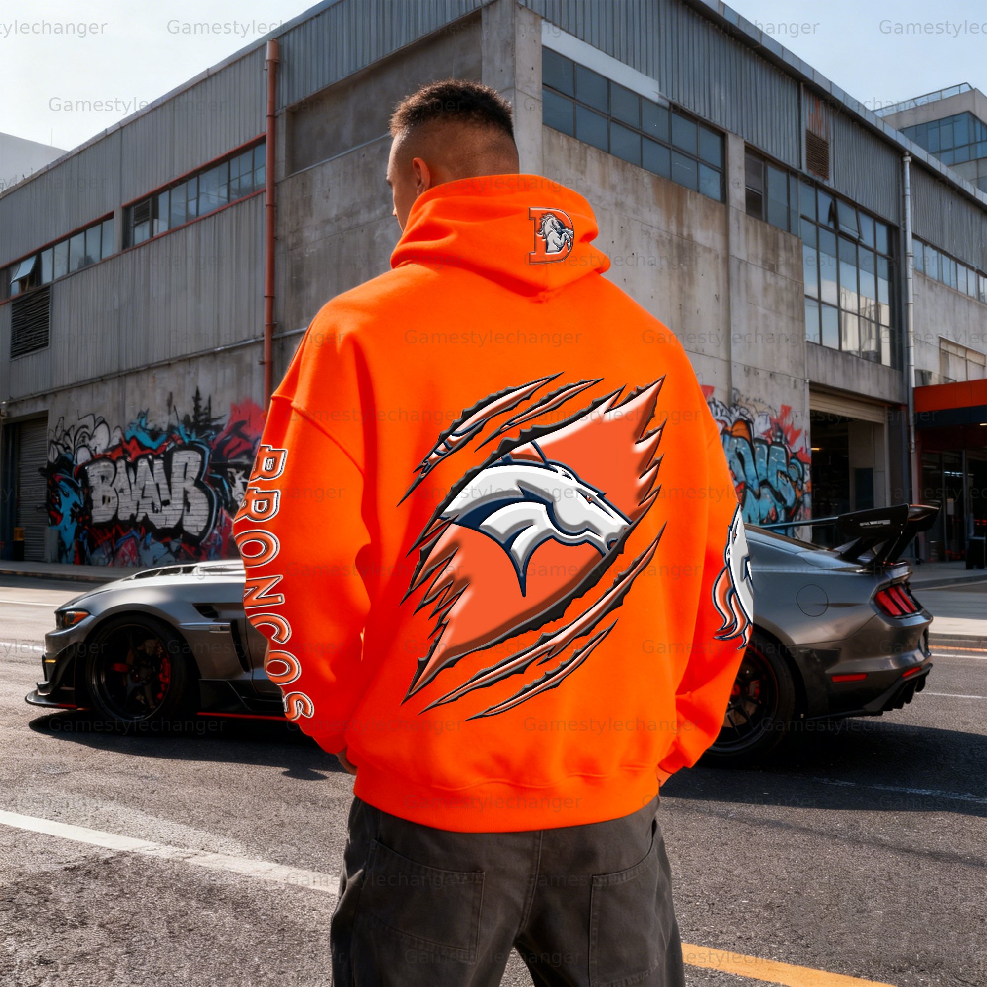 Unisex "Denver Broncos" Graphic Streetwear Vintage Plush Hoodie