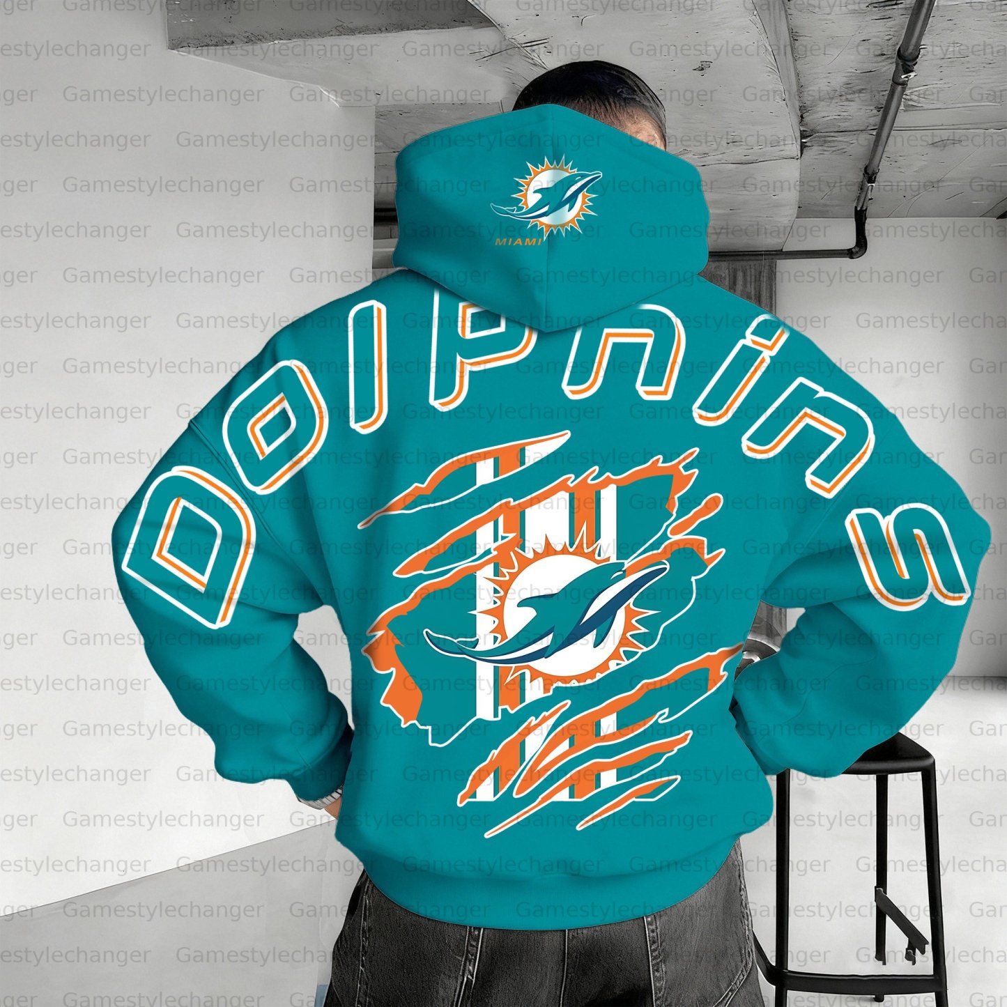 Unisex "Miami dolphins " Graphic Streetwear Vintage Plush Hoodie