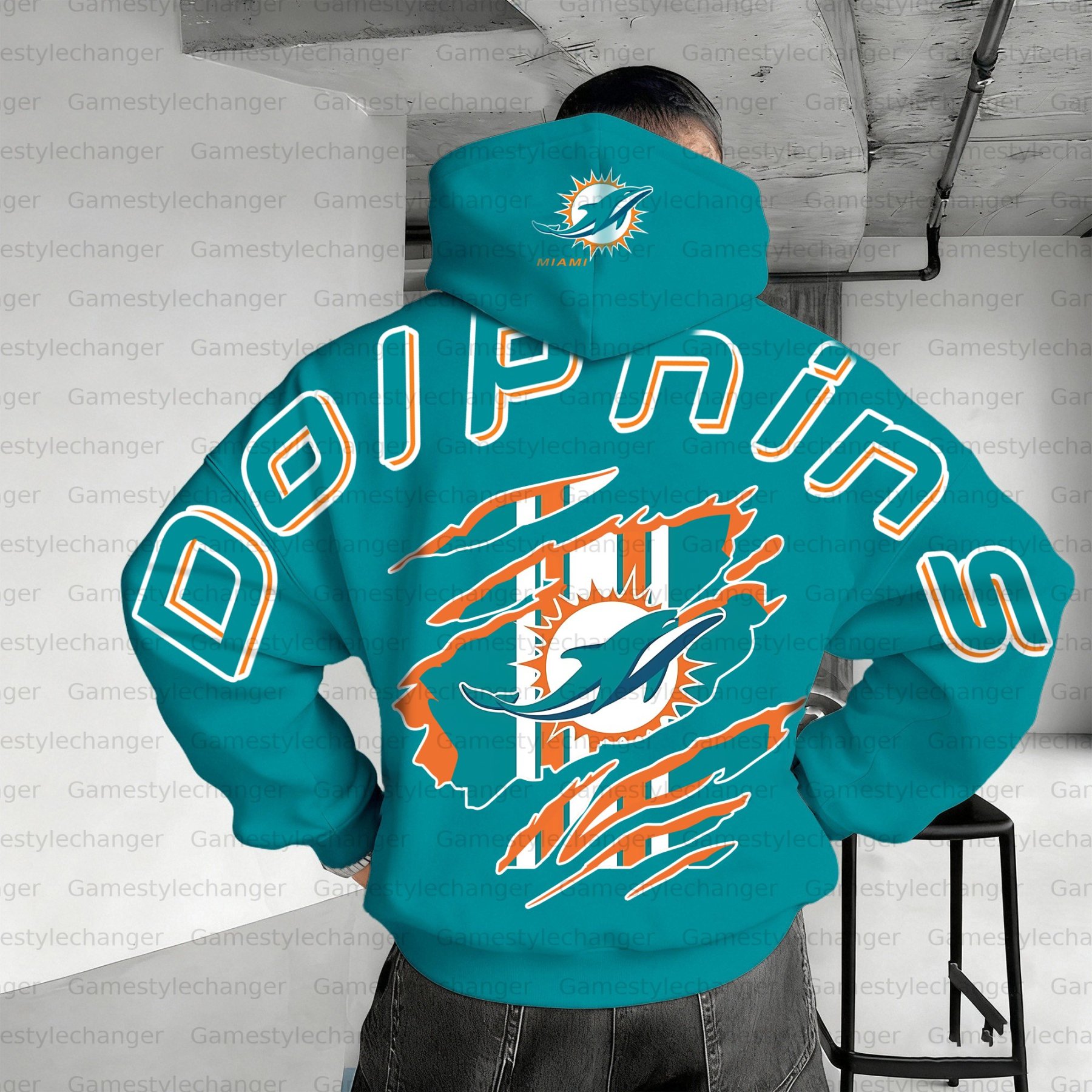Unisex "Miami dolphins " Graphic Streetwear Vintage Plush Hoodie