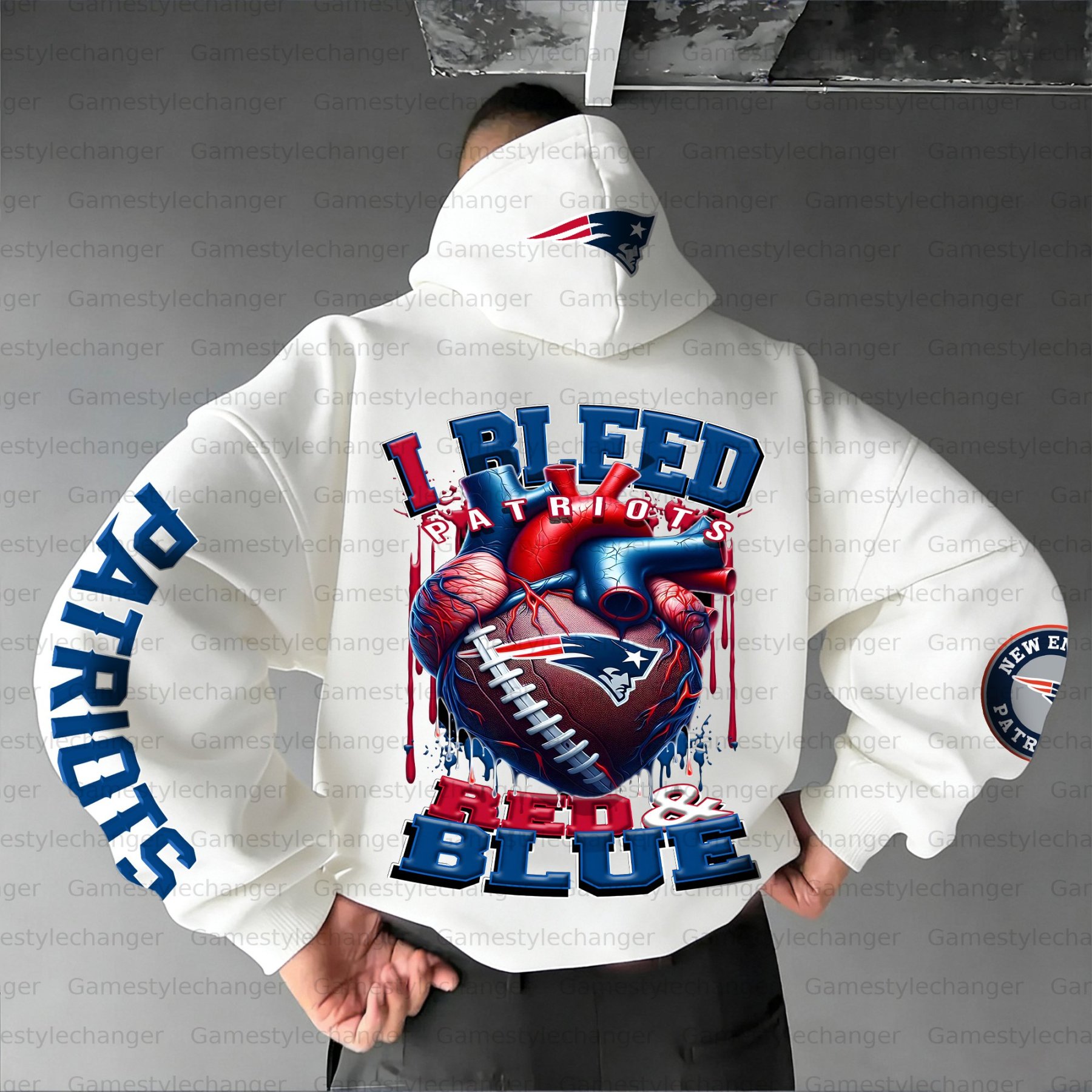 Unisex "New England Patriots" Graphic Streetwear Vintage Plush Hoodie