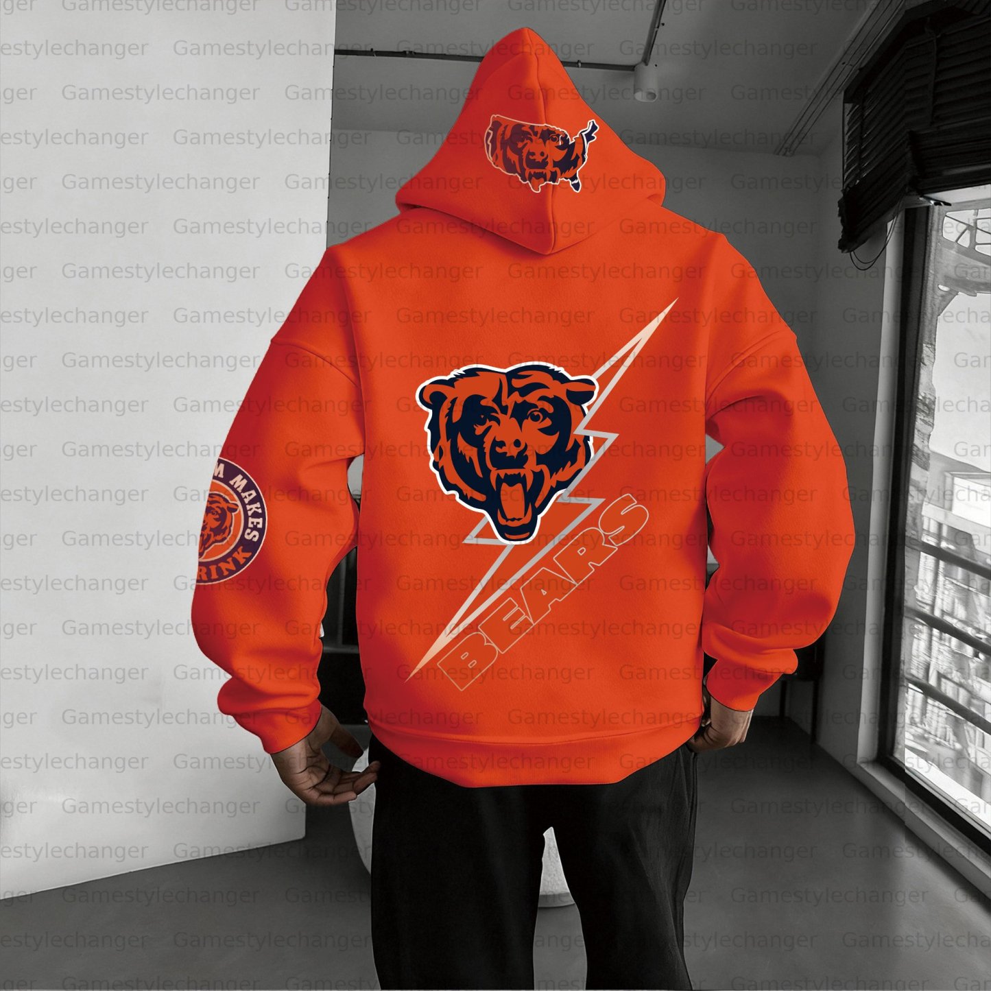 Unisex "Chicago Bears" Graphic Streetwear Vintage Plush Hoodie