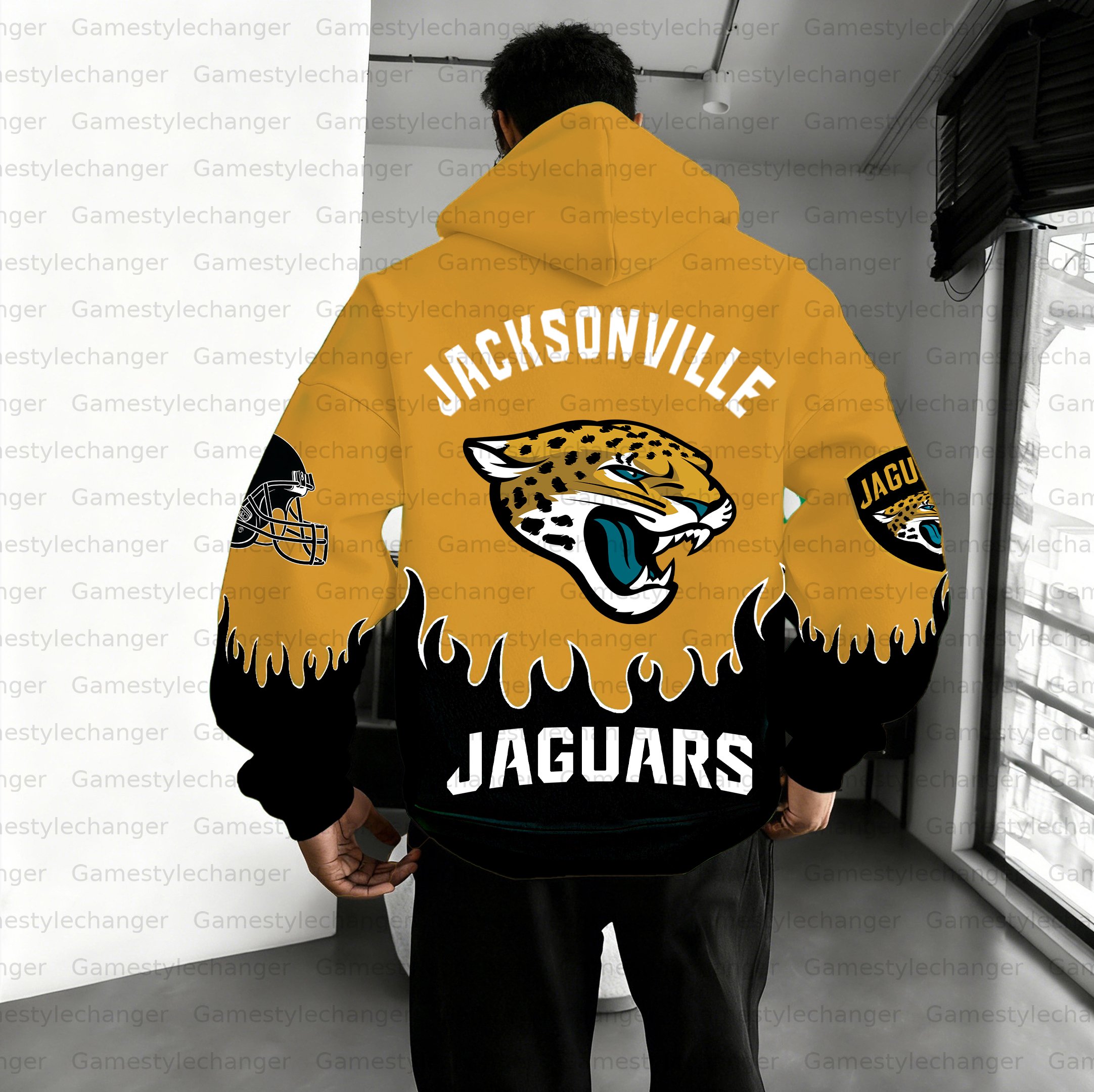 Unisex "Jacksonville Jaguars" Graphic Streetwear Vintage Plush Hoodie