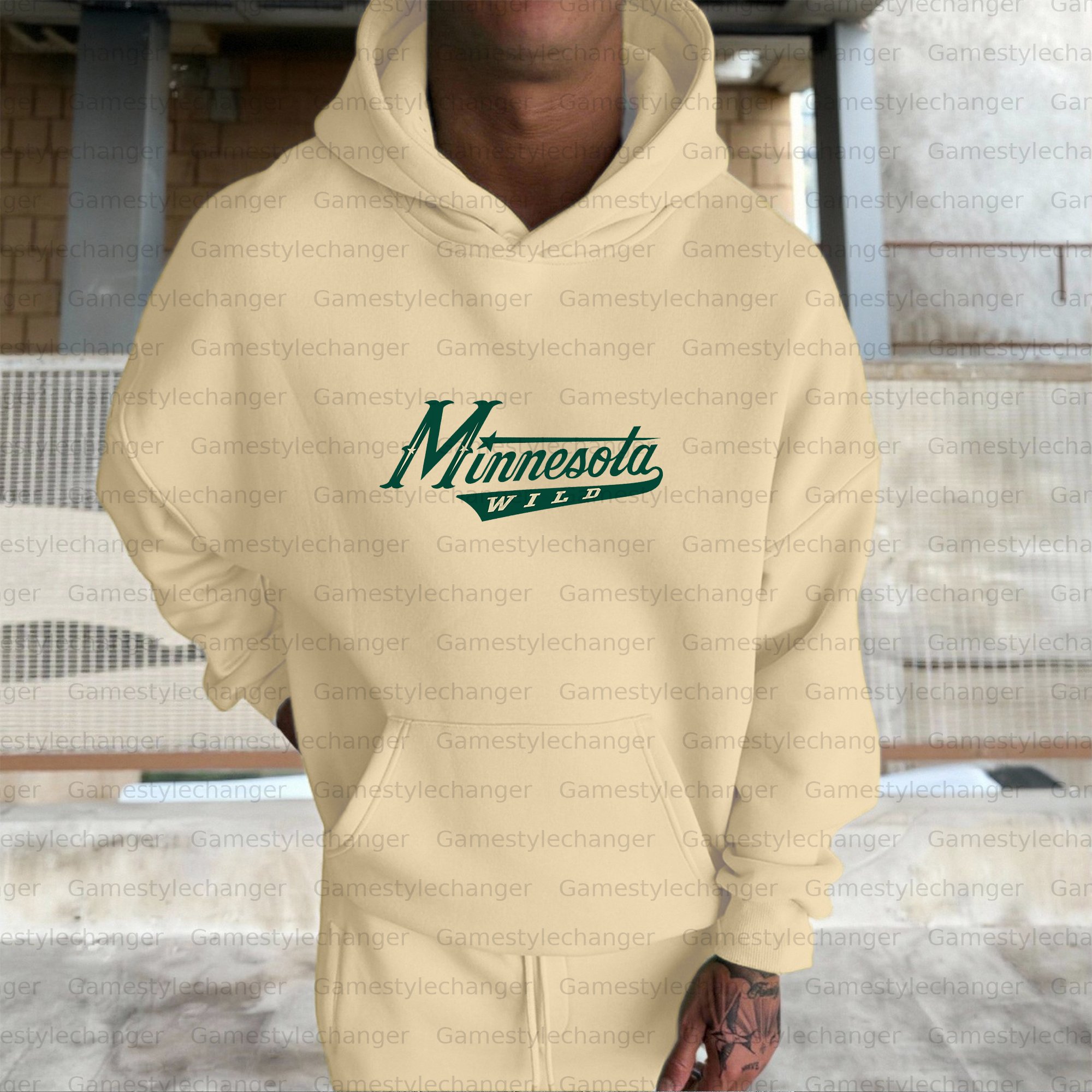 Unisex "Minnesota Wild " Graphic Streetwear Vintage Plush Hoodie