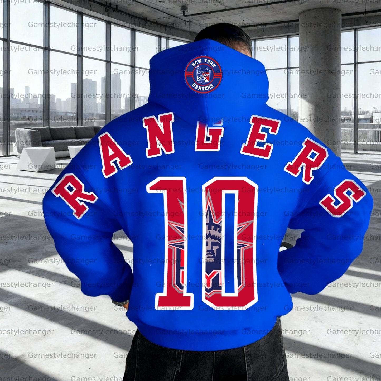 Unisex "New York Rangers" Graphic Streetwear Vintage Plush Hoodie